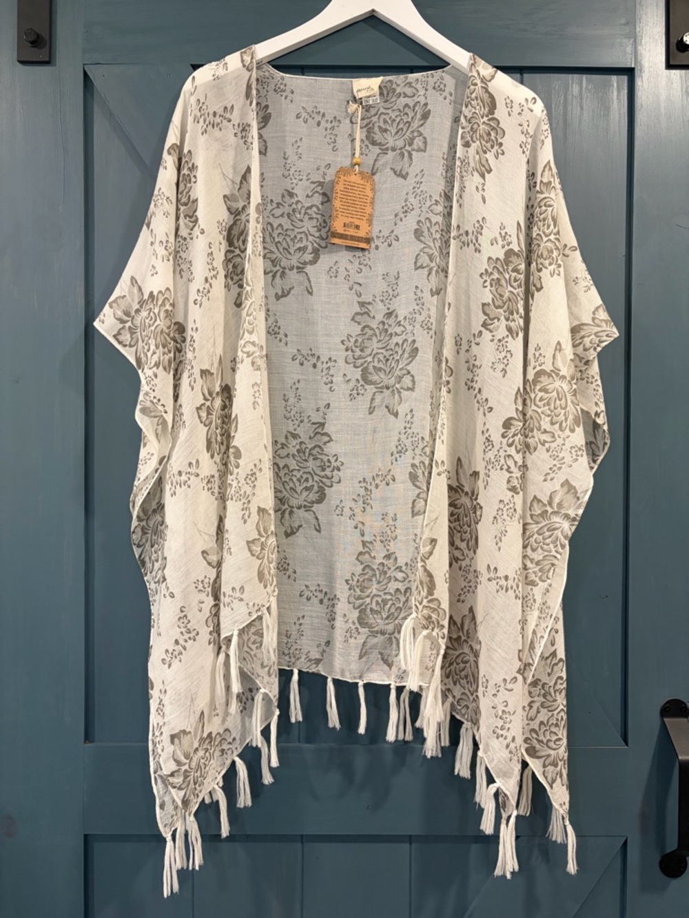 NWT Natural Life Boho Floral Tassel Kimono One Size